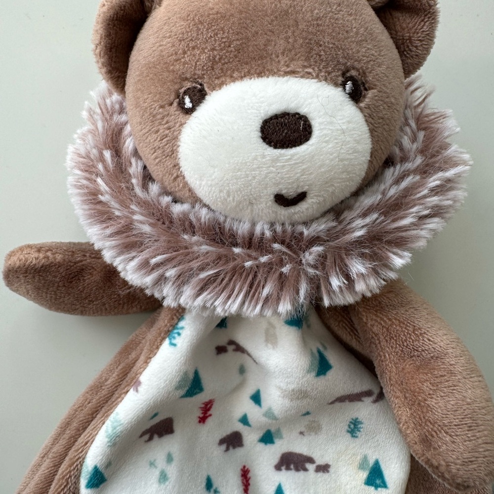 GASTON KALOO BEAR FLAT ComfortBLANKET FRANCE LES FILOO BROWN ESKIMO FIR PATTERN
